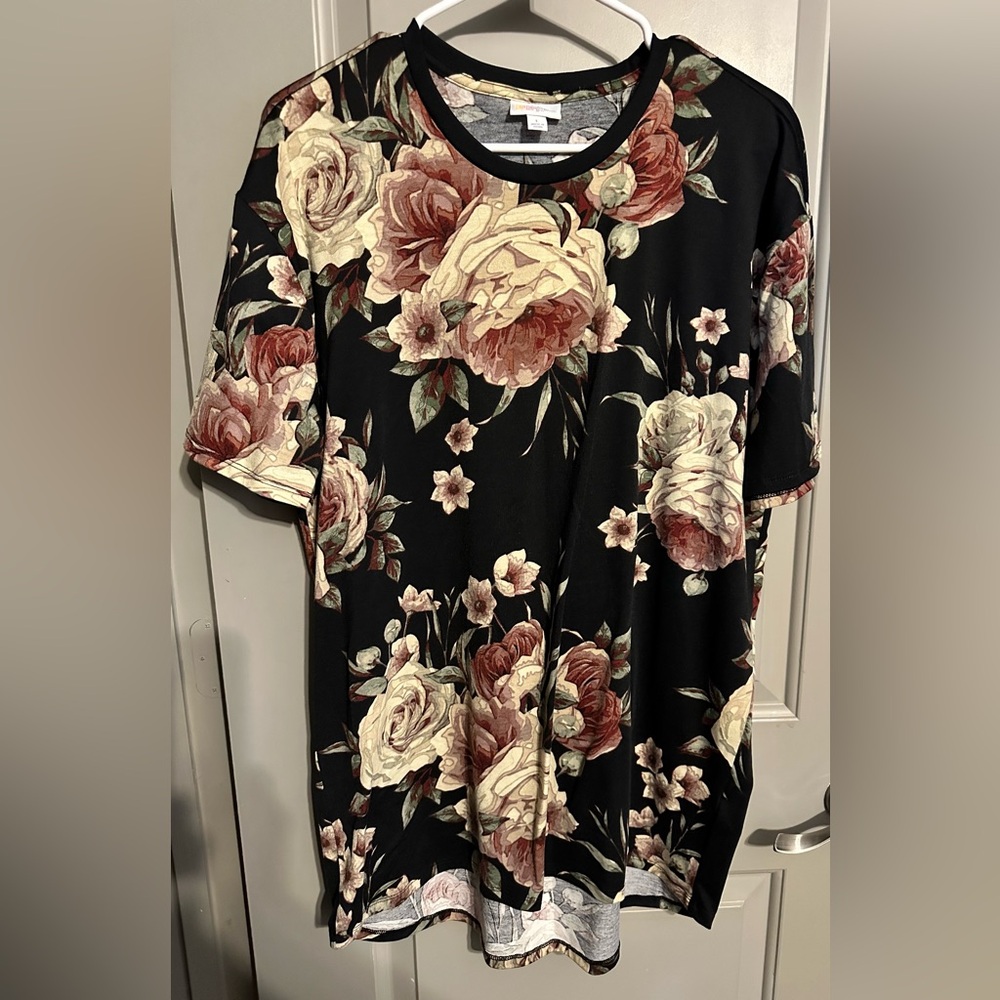 LuLaRoe Size L Short Sleeve Floral Tunic NWOT
